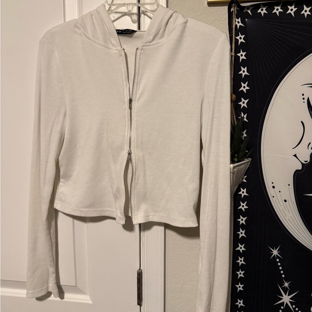 SHEIN Cream Zip-Up Hoodie